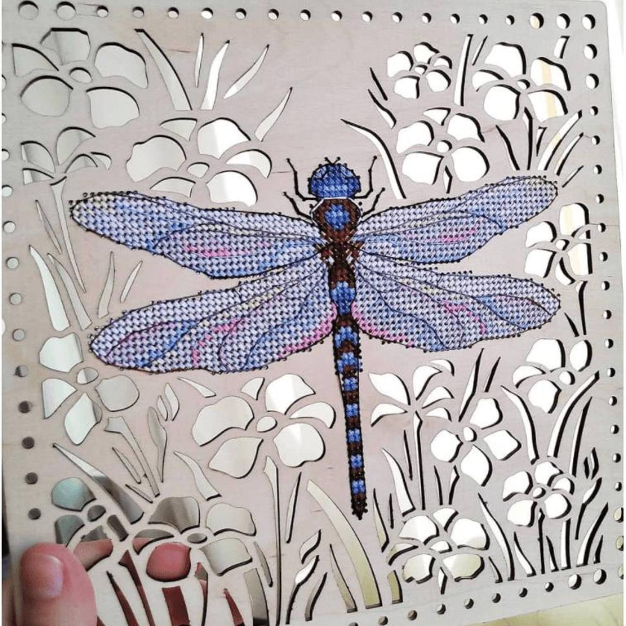 MP Studia Dragonfly Cross Stitch On Wood Kit